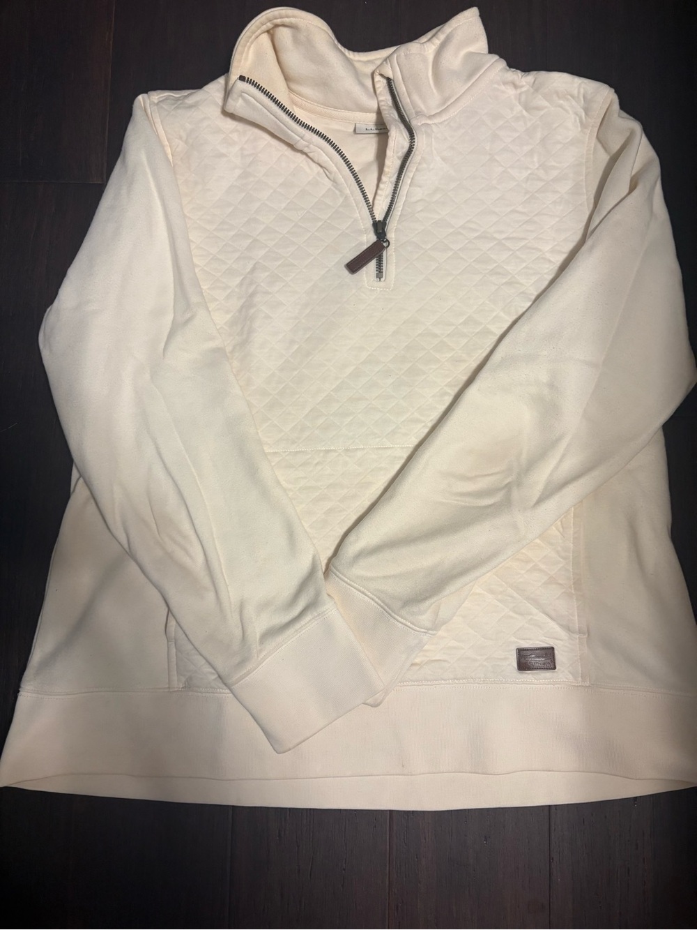 L.L. Bean Cream Quilted Half-Zip Sweatshirt